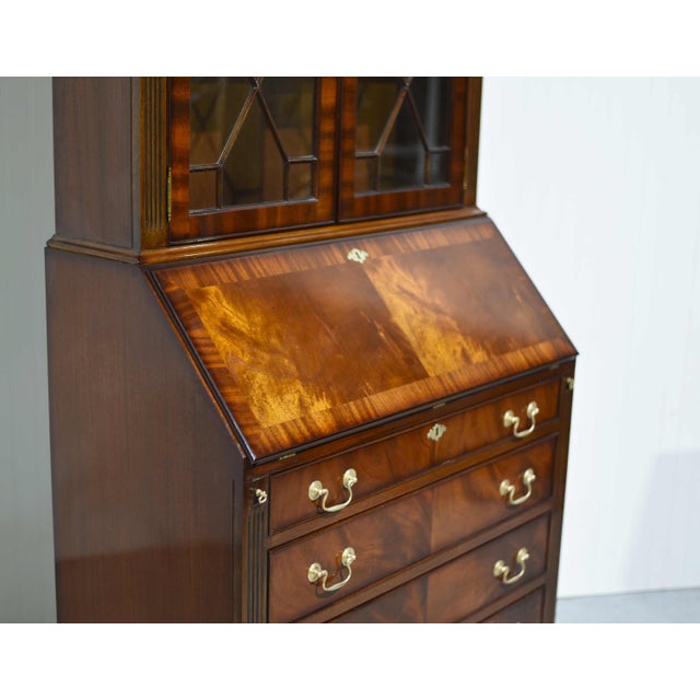 Mid Century American Colonial Revival Mahogany Drop Front Bureau Butler's Secretary Desk For Sale - Image 12 of 16