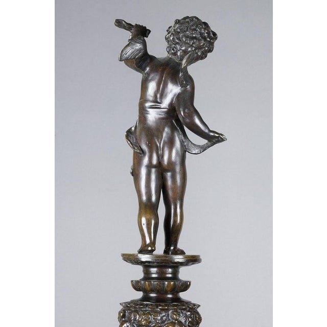 Large Renaissance Style Andirons in Patinated Bronze, 1880S, Set of 2 For Sale - Image 10 of 18