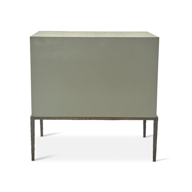 Contemporary Ironies “Breton” Wide Faux Shagreen Three-Drawer Bedside Table / Commode For Sale - Image 3 of 11