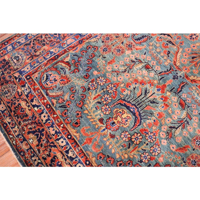 Antique Zabihi Collection Sarouk Rich Emerald Green Rug - 5'11" x 9'10" For Sale - Image 9 of 11