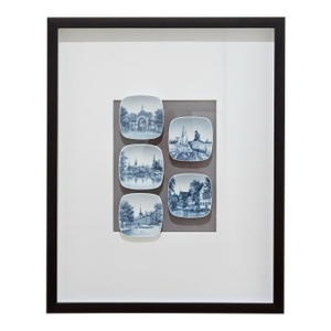 Vintage Bing & Grondahl Danish Landmark Mini Wall Plates Framed Art by Kjeld Bonfils