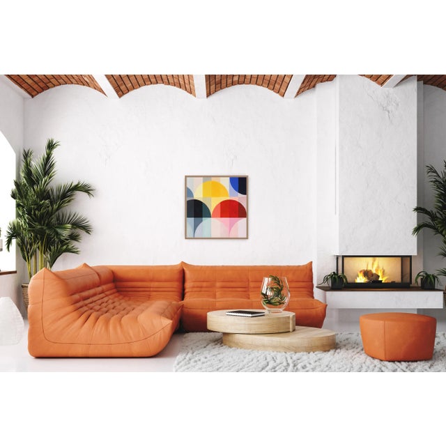 This abstract geometric acrylic painting is a vibrant and playful composition that draws inspiration from vintage Italian...