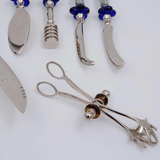 Glass Glass Flowers Cutlery, Set of 9 For Sale - Image 7 of 12