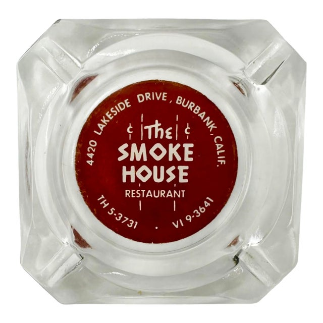 Vintage the Smoke House Restaurant Burbank, California Glass Ashtray For Sale