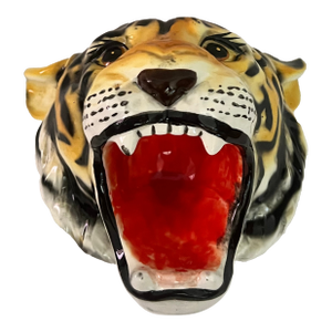 Vintage Hand Painted Tiger Head Wall Sculpture