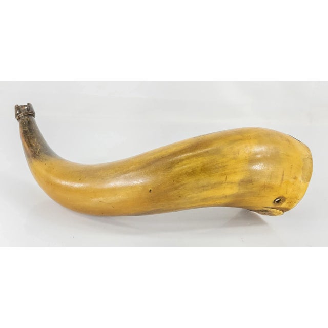 English Early 19th Century Carved Scrimshaw English Hunting Powder Horn With Fox For Sale - Image 3 of 10