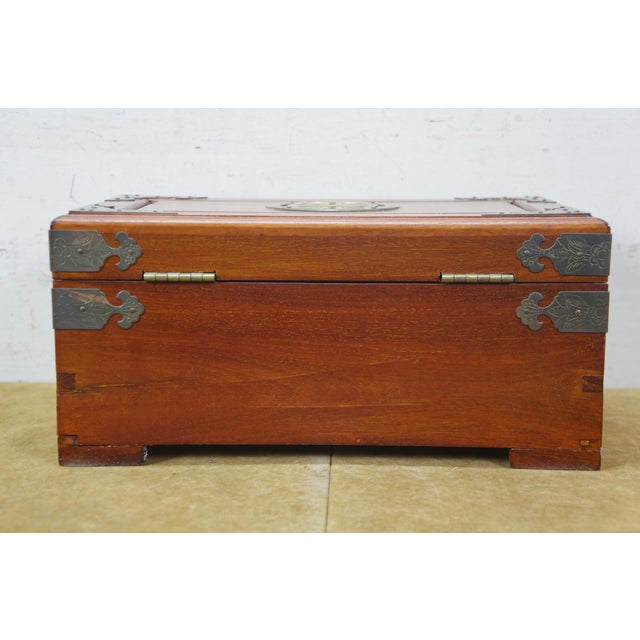 Brown Late 20th Century George Zee Chinese Chinoiserie Rosewood Brass Longevity Jewelry Chest Box 12" For Sale - Image 8 of 17