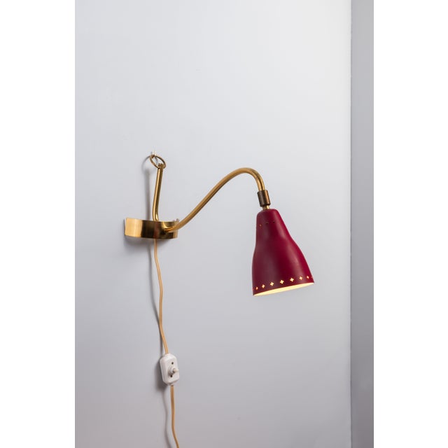 Brass Wall Lamp with Perforated Metal Shade, Sweden, 1950s For Sale - Image 9 of 15