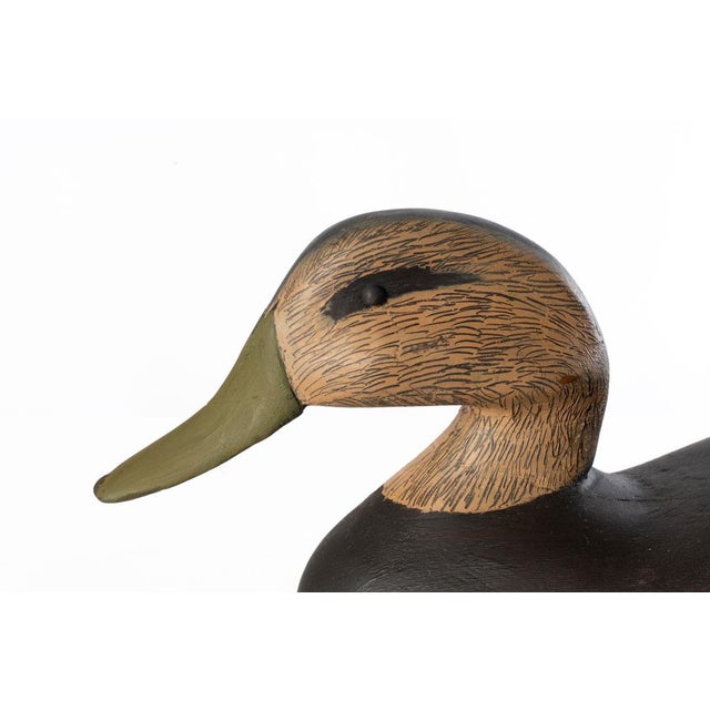 Well painted duck decoy. The detail put onto the face to give it the appearance of feathers gives this piece a fabulous...