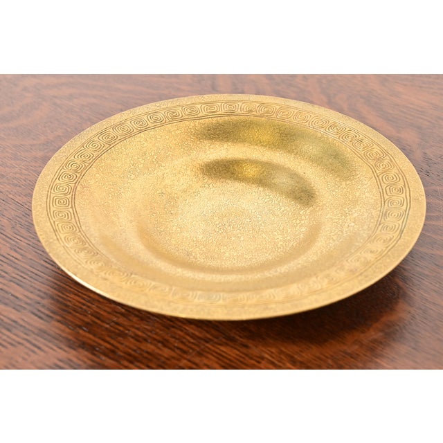 Tiffany Studios Tiffany Studios New York Bronze Doré Plate or Shallow Bowl With Greek Key Design For Sale - Image 4 of 12