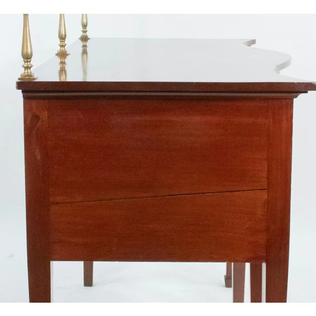 Brown Late 18th Century English Serpentine Hepplewhite Style Sideboard With Brass Gallery and Candle Holder For Sale - Image 8 of 12
