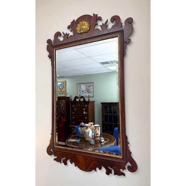 American Henkel Harris Mahogany Carved Mirror With Gold Accents Model No. H-6 For Sale - Image 3 of 7