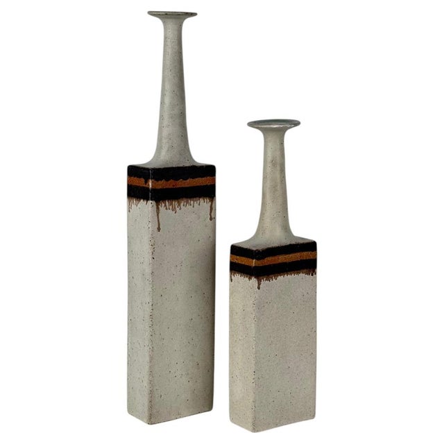 Vintage Italian Glazed Ceramic Vases by Bruno Gambone, 1970s, Set of 2 For Sale - Image 12 of 12