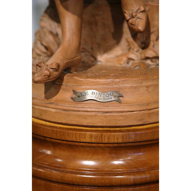 19th Century French Terracotta Sculpture “Le Biniou” by Georges Coudray For Sale - Image 9 of 12