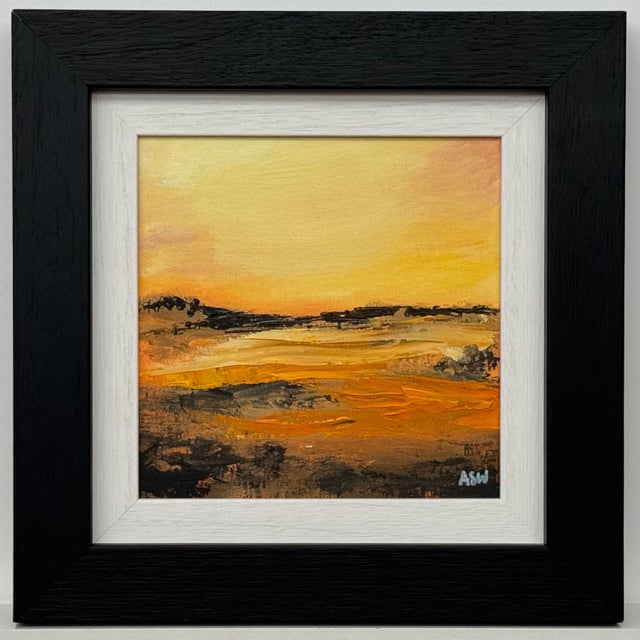 Wood Black Orange & Golden Yellow Abstract Landscape by Contemporary British Artist 2025 For Sale - Image 7 of 15