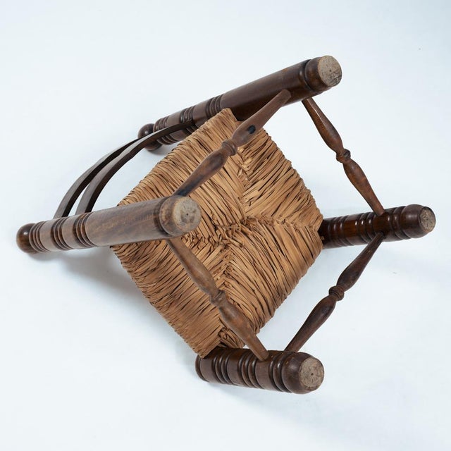 Wood Low Oak Woven Straw Chair by Charles Dudouyt, 1940s For Sale - Image 7 of 10
