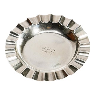 Neat Vintage Mid Century Modern MCM Sterling Silver Ashtray Modernist Fluted Jewelry Dish Desk Catchall Home Decor For Sale