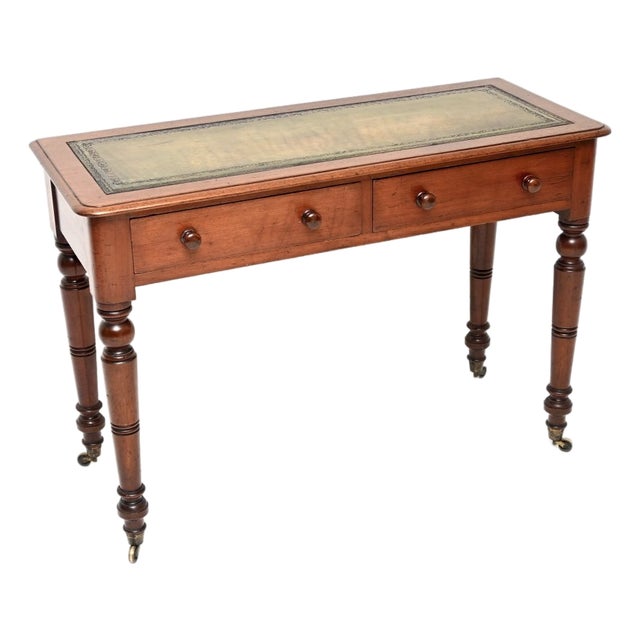 Antique Victorian Leather Top Writing Table, 1860s For Sale