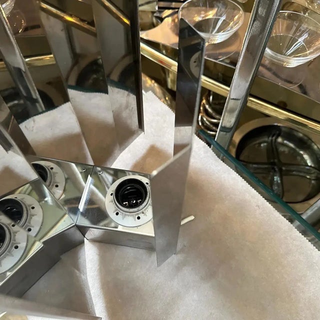 Metal A Pair of 1980s Modern Steel Italian Ambient Light Wall Sconces For Sale - Image 7 of 11