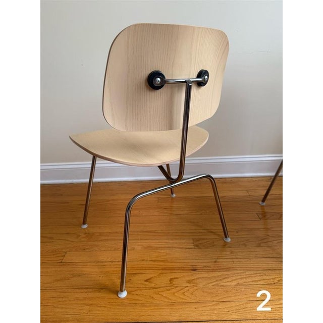 Chrome Eames Molded Plywood Dining Chair Metal Base Set of 4 For Sale - Image 8 of 18