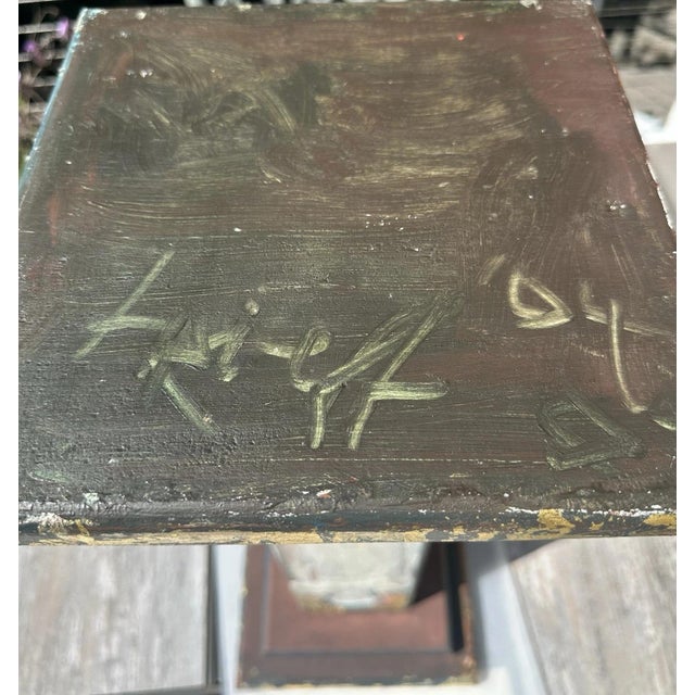 Selina Trieff Art Wood Pedestal Column Painted Figures Gold Leaf Selena For Sale - Image 11 of 18