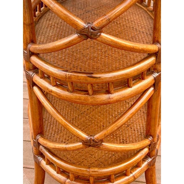 Tiered Palecek Rattan Bamboo Table For Sale In New York - Image 6 of 11