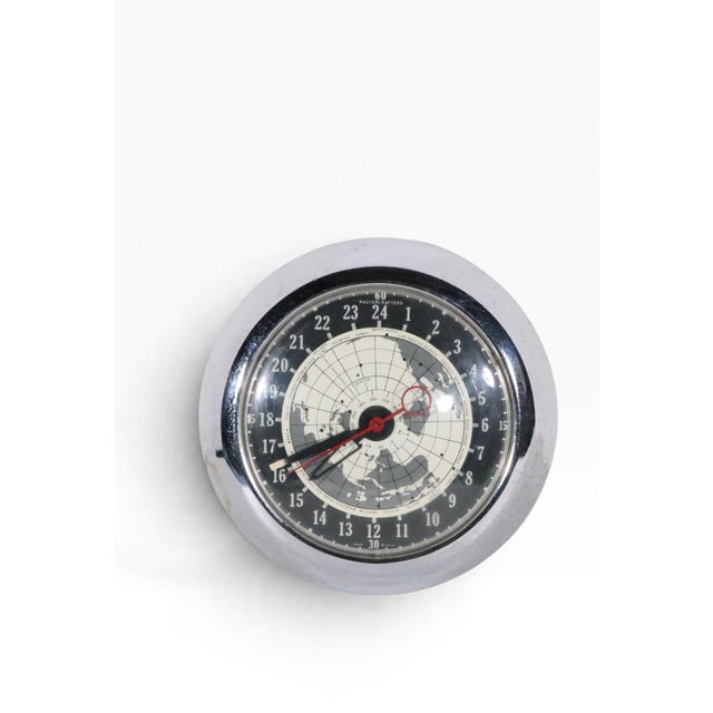 Mid 20th Century Mid Century Wall Clock by Mastercrafters Clock and Radio Company Showing Map of Globe C. 1960's For Sale - Image 5 of 8