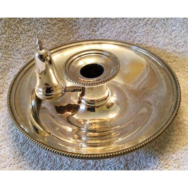 Antique Elkington Silver Plate Chamberstick / Candle Holder With Snuffer Made in England For Sale - Image 9 of 9