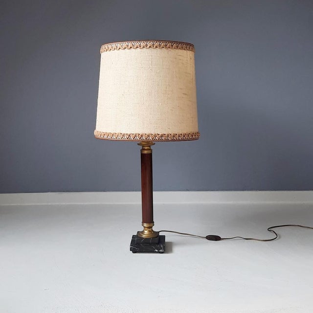 Black Vintage Marble and Faux Bois Table Lamp, 1960s For Sale - Image 8 of 8
