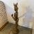Metal Vintage Brass - Finish Tall Metal Statue With Semi Precious Stones For Sale - Image 7 of 13