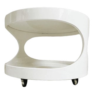 Vintage Space Age Wooden Mobile Side Table by Erik van Buijtenen for Nebu Holland, 1970s For Sale