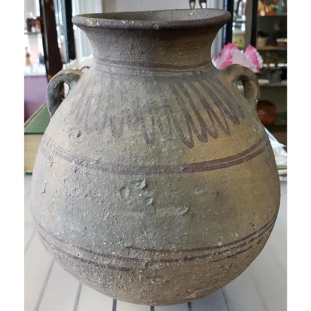 Circa 5th-7th Century Eastern Mediterranean Levatine Terracotta Slip Decorated Storage Jar With Loop Handles For Sale - Image 4 of 8