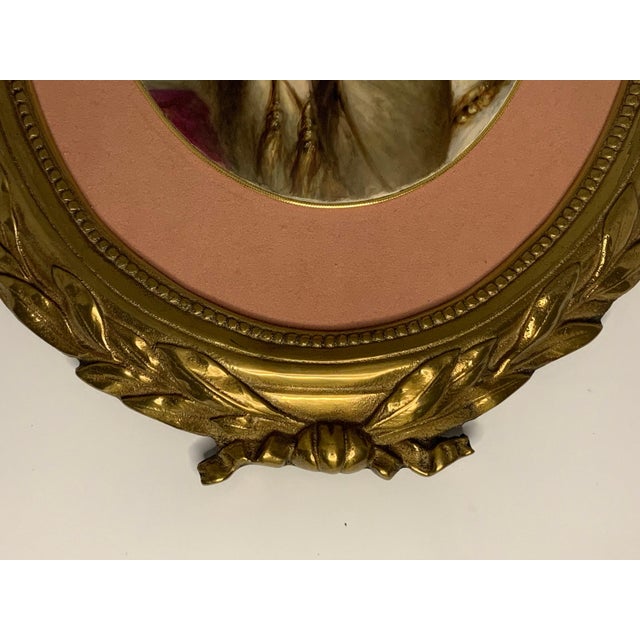 19th Century KPM Quality Portrait Painting on Porcelain of Gypsy Woman in Gilt Metal Frame For Sale - Image 6 of 10