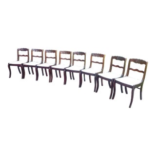 8 Vintage Dining Chairs Rose Back Duncan Phyfe 4526 by Tell City For Sale