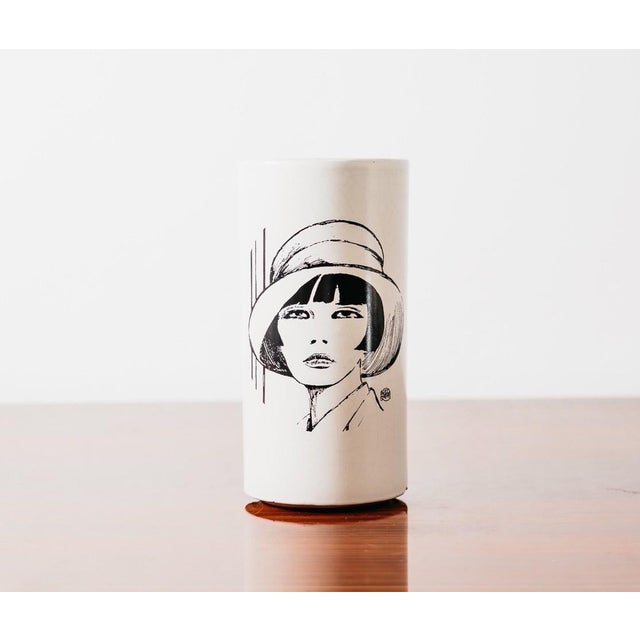 Extremely rare, vase by Guido Crepax in collaboration with cotto Veneto, made entirely of ceramic depicting one of his...