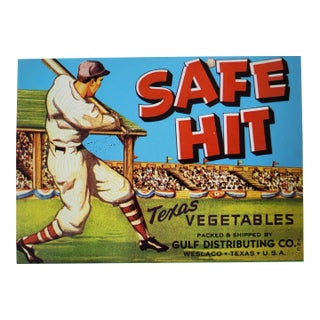 Mid Century the Safe Hit Texas Vegetables Label For Sale