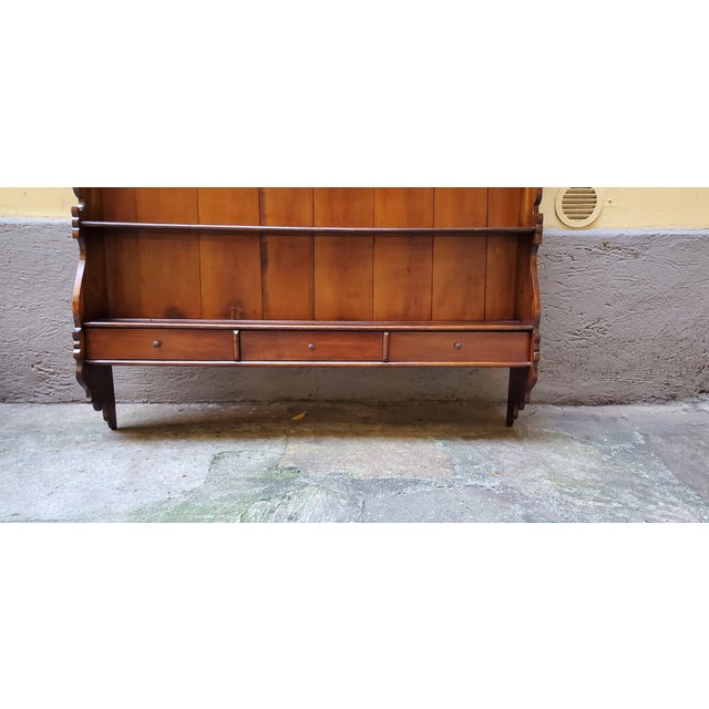 Wall-Mounted Plate Rack Etagere in Walnut, 1890s For Sale - Image 4 of 12