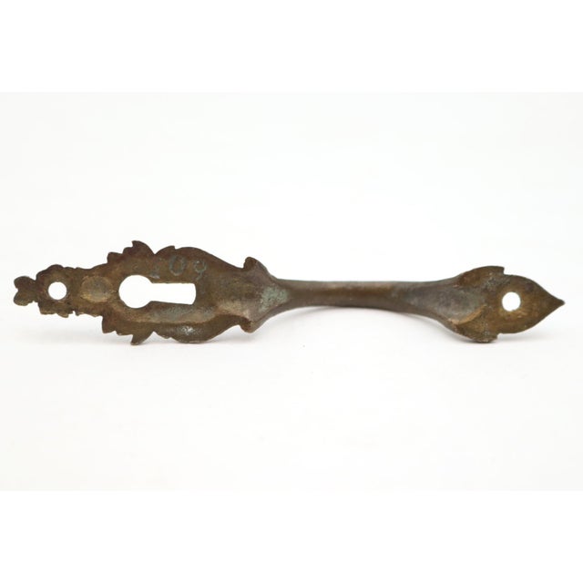Antique Victorian Brass Music Cabinet Finger Pull For Sale - Image 4 of 5