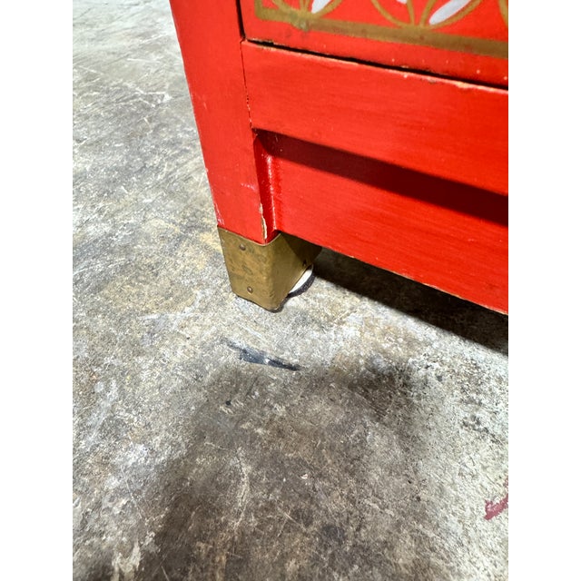 Vintage Chinese Red Chinoiserie Cabinet For Sale - Image 11 of 12