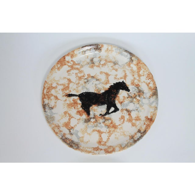 Vintage Equestrian Studio Art Pottery Plates S/3 For Sale - Image 4 of 9