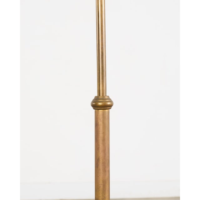 Midcentury Patinated Brass Adjustable Pharmacy Floor Lamp For Sale - Image 15 of 18