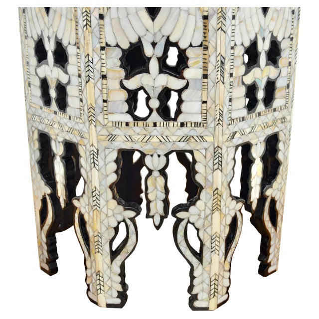 Late 20th Century Vintage Moorish-Marquetry Mother-Of-Pearl Accent Table For Sale In New York - Image 6 of 9