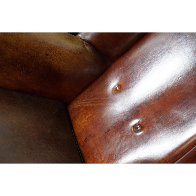 Vintage Dutch Cognac Leather Club Chairs, the Netherlands, Set of 2 For Sale - Image 6 of 18