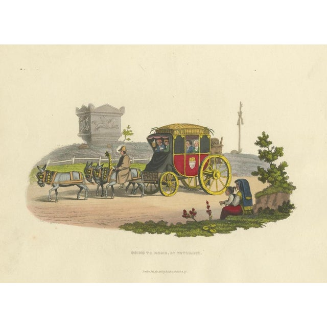 Beige Going to Rome by Vetturino, 1820s, Engraving on Paper For Sale - Image 8 of 10
