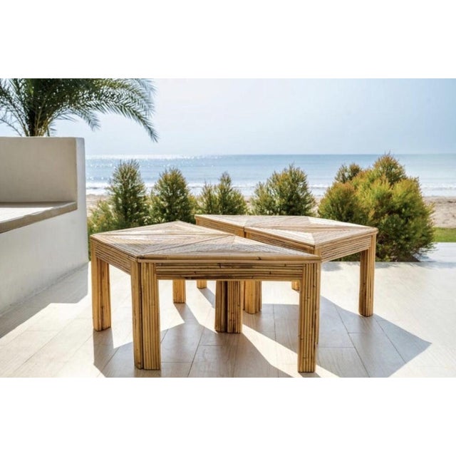 Vintage Rattan Modular Coffee Tables, Set of 6 For Sale - Image 5 of 11