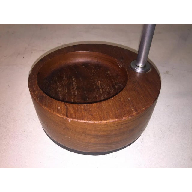 Carl Auböck Modernist Steel and Round Wood Base Umbrella Stand For Sale - Image 4 of 11