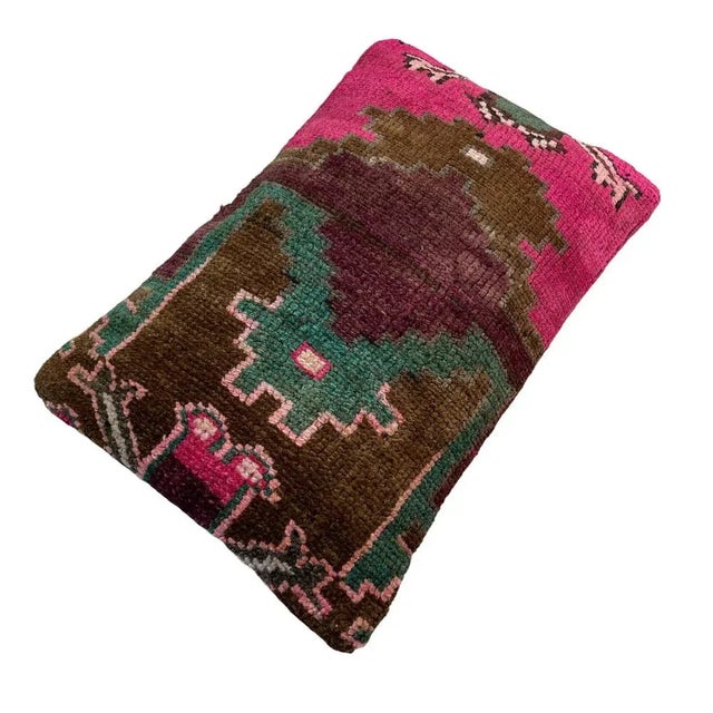 Vintage Handmade Rug Cushion Cover For Sale - Image 9 of 11