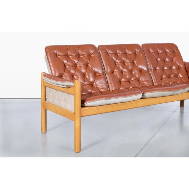 1980s Scandinavian Modern Tufted Leather 'Irevik' Sofa by Kjell Nordin for Ikea, 1980s For Sale - Image 5 of 11