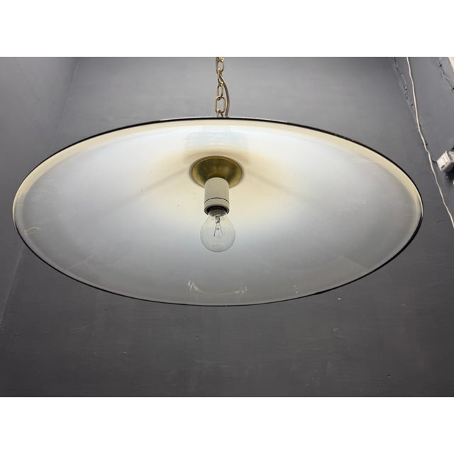 Mid-Century White Murano Glass Pendant Light with Black Rim, Italy, 1970s For Sale - Image 10 of 14