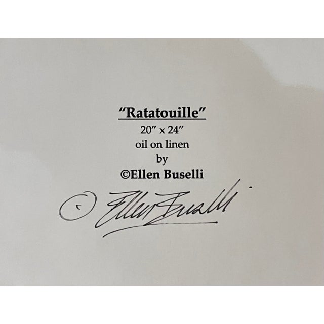 “Ratatouille” Realist Still Life Oil Painting on Linen by Ellen Buselli, Framed For Sale In Charleston - Image 6 of 6